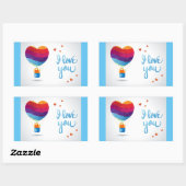 Kat en Liefdesballon  Rechthoekige Sticker (Vel)