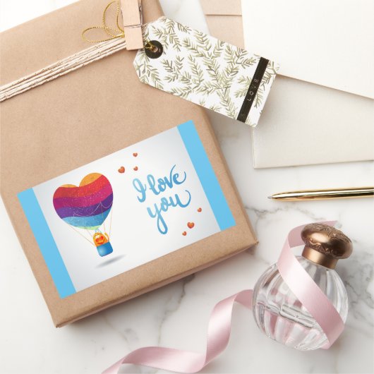 Kat en Liefdesballon  Rechthoekige Sticker (Geschenken)