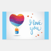 Kat en Liefdesballon  Rechthoekige Sticker (Voorkant)