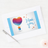 Kat en Liefdesballon  Rechthoekige Sticker (Envelop)