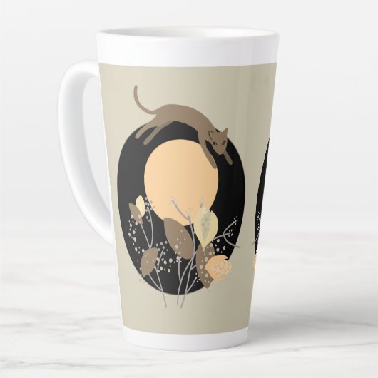 Kat en maan 2 latte mok (Linkerhoek)