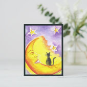 Kat en maan briefkaart (Staand voorkant)