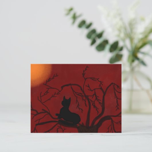 Kat en maan briefkaart (Staand voorkant)