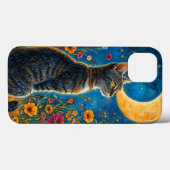 Kat en maan Case-Mate iPhone case (Achterkant (horizontaal))