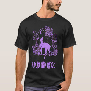 Kat en Maanfase Hekserij New Age Paarse Dames T-shirt