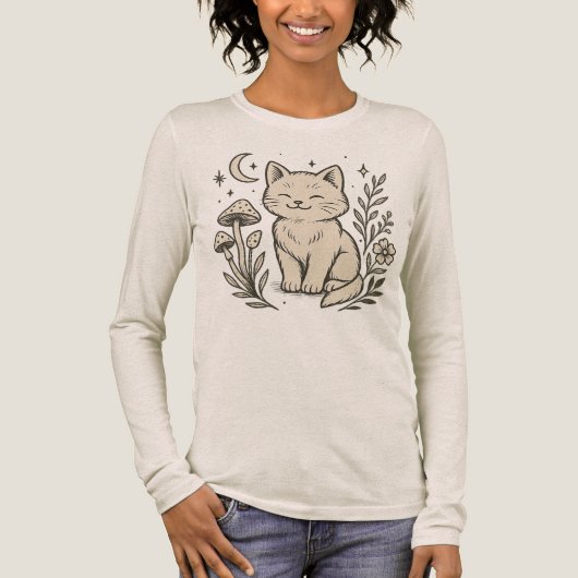 Kat en Mashroom Bella+Canvas Tri-blend Shirt (Voorkant)