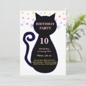 Kat- en meerkleurige uitnodiging voor Confetti op  (Staand voorkant)