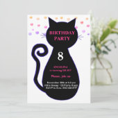 Kat- en meerkleurige uitnodiging voor Confetti op  (Staand voorkant)