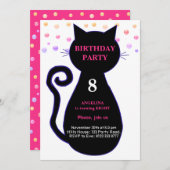 Kat- en meerkleurige uitnodiging voor Confetti op  (Voorkant / Achterkant)