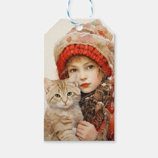 KAT EN MEISJE BOOKMARKERS BLADWIJZER CADEAULABEL (Voorkant)