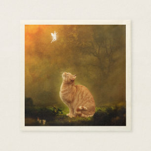 Kat en melk servetten