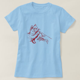 Kat en menselijke hand raken grillige kunst Vintag T-shirt