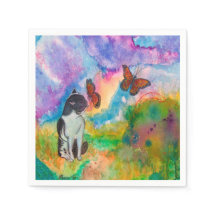 Kat en monarchen papieren servetten