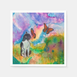 Kat en monarchen papieren servetten