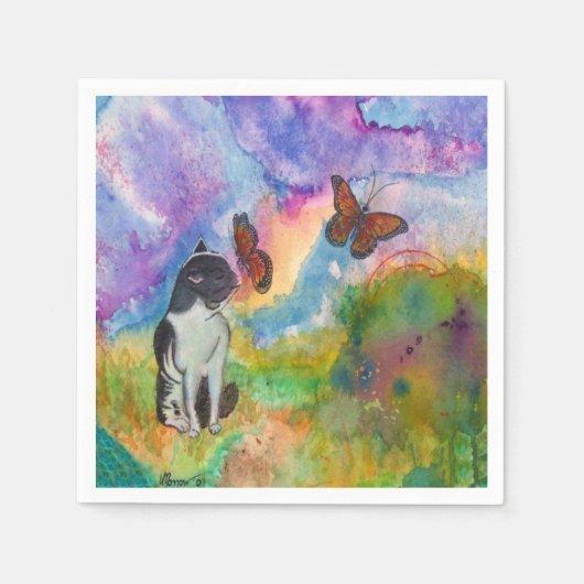 Kat en monarchen papieren servetten (Voorkant)