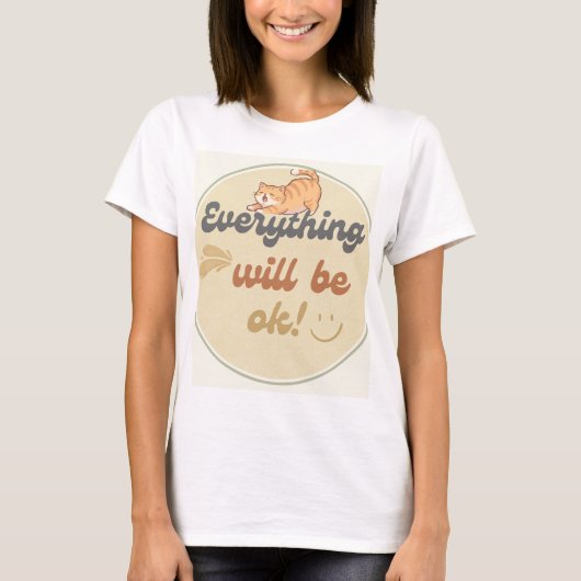 Kat en mooi kunst ontwerp t-shirt (Voorkant)
