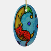 Kat- en Moon-versiering Keramisch Ornament (Rechts)