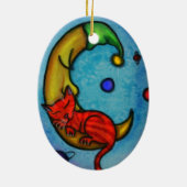 Kat- en Moon-versiering Keramisch Ornament (Achterkant)