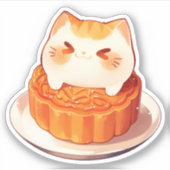 Kat en Mooncake Sticker (Voorkant)