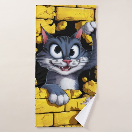 Kat en muis. badhanddoek (Badhanddoek)