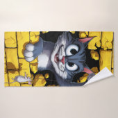 Kat en muis. badhanddoek (Badhanddoek)