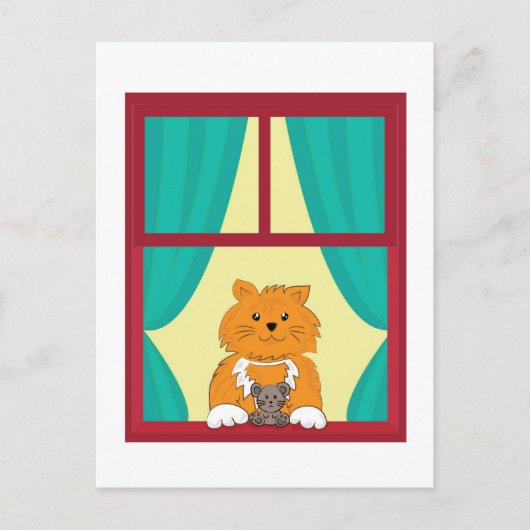 Kat en muis briefkaart (Voorkant)