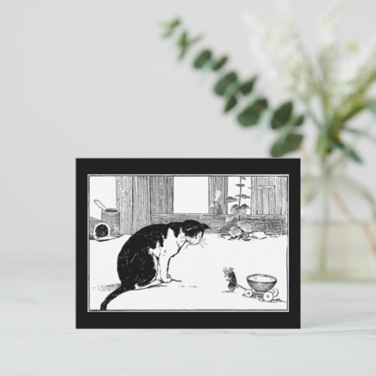 Kat en muis - Briefkaart (Staand voorkant)