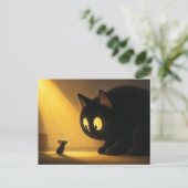 Kat en muis briefkaart (Staand voorkant)