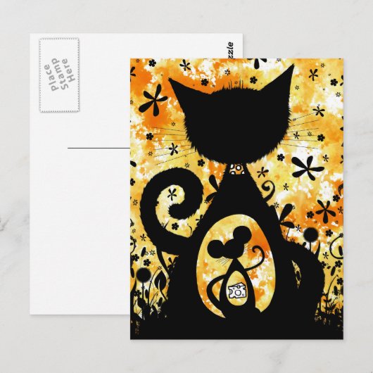 kat en muis briefkaart (Voorkant / Achterkant)