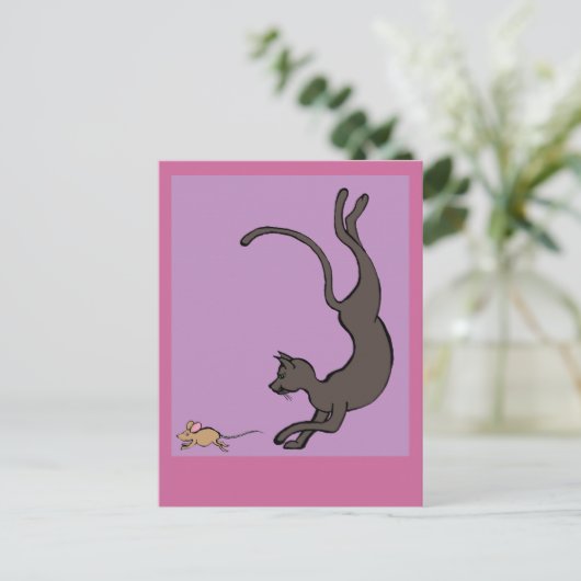 kat en muis briefkaart (Staand voorkant)