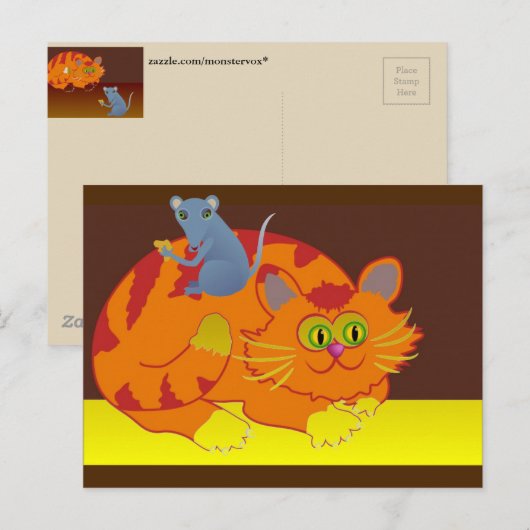 Kat en muis briefkaart (Voorkant / Achterkant)