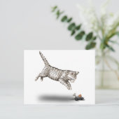 Kat en muis cartoon briefkaart (Staand voorkant)