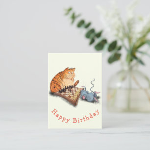Kat en muis die kaas van Birthday Kaart afspelen Notitiekaartje