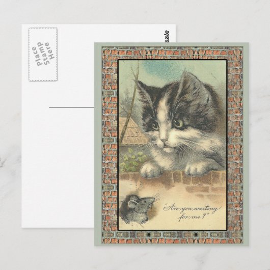  kat en muis die op mij wachten? briefkaart (Voorkant / Achterkant)