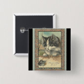 kat en muis die op mij wachten? vierkante button 5,1 cm (Voorkant /achterkant)