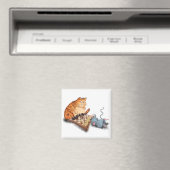 Kat en muis die schaafschaafschaafjes spelen Funny Magneet (Insitu (Vaatwasser))