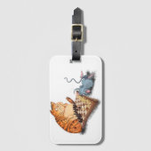 Kat en muis die schaafschaafschotel afschilderen F Bagagelabel (Voorkant (verticaal))