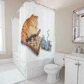 Kat en muis die schaafschaafschotel afschilderen F Douchegordijn (In situ)