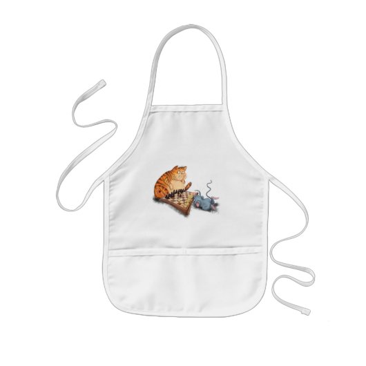 Kat en muis die schaafschaafschotel afschilderen F Kinder Schort (Voorkant)