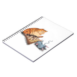 Kat en muis die schaafschaafschotel afschilderen F Notitieboek