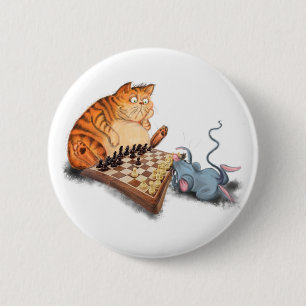 Kat en muis die schaafschaafschotel afschilderen F Ronde Button 5,7 Cm