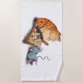 Kat en muis die schaafschaafschotel afschilderen F Strandlaken (Voorkant)