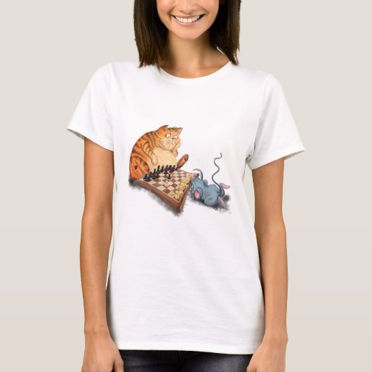Kat en muis die schaafschaafschotel afschilderen F T-shirt (Voorkant)