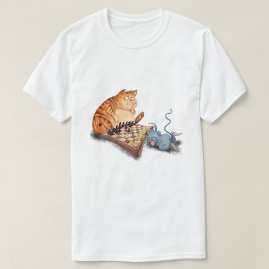 Kat en muis die schaafschaafschotel afschilderen F T-shirt (Design voorkant)