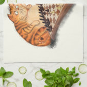 Kat en muis die schaafschaafschotel afschilderen F Theedoek (Gevouwen)