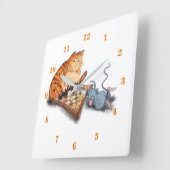 Kat en muis die schaafschaafschotel afschilderen F Vierkante Klok (Hoek)