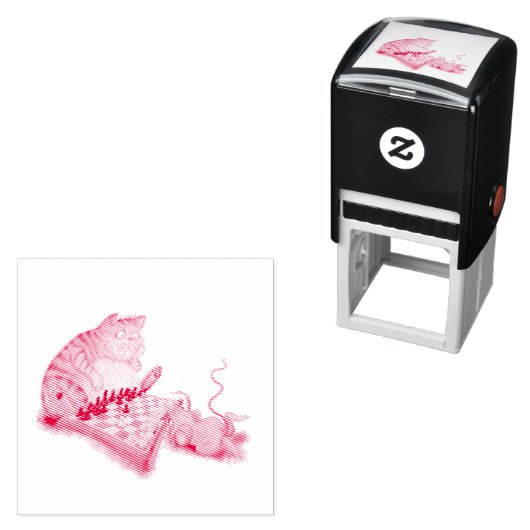 Kat en muis die schaafschaafschotel afschilderen F Zelfinktende Stempel (In situ)