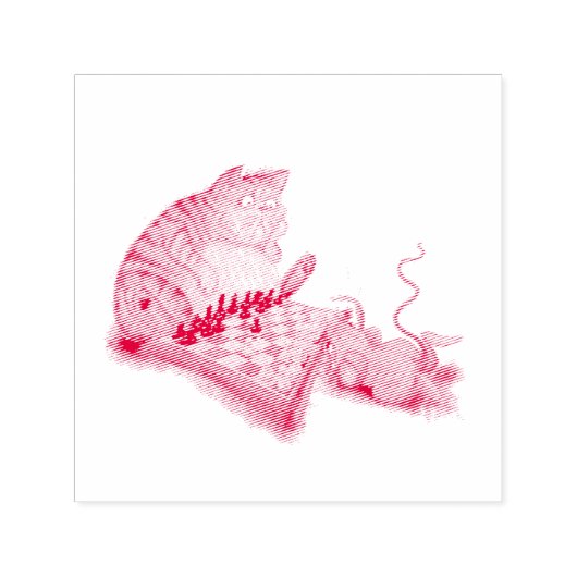 Kat en muis die schaafschaafschotel afschilderen F Zelfinktende Stempel (Design)