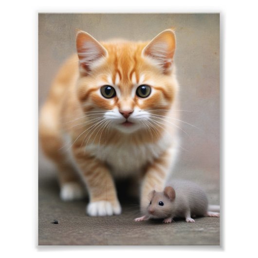 Kat en Muis Foto Afdruk (Voorkant)