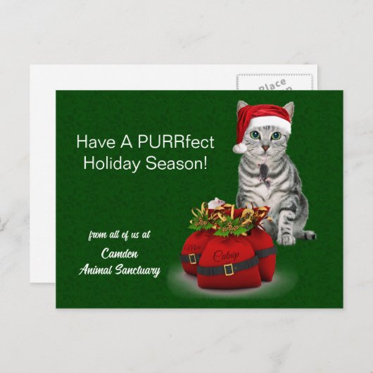 Kat en muis Funny Kerstmis Feestdagenkaart (Voorkant / Achterkant)